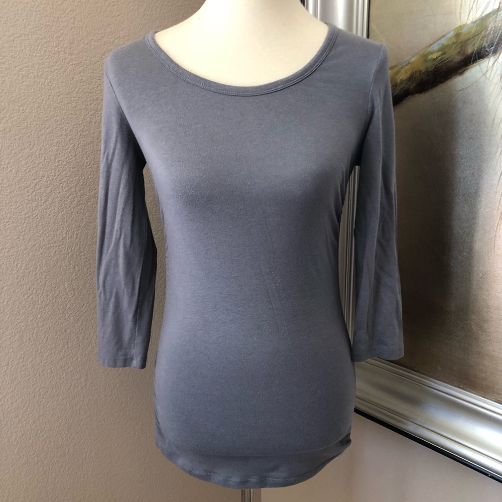 Grey Quarter Sleeve Cinch Stretchy Tee Shirt